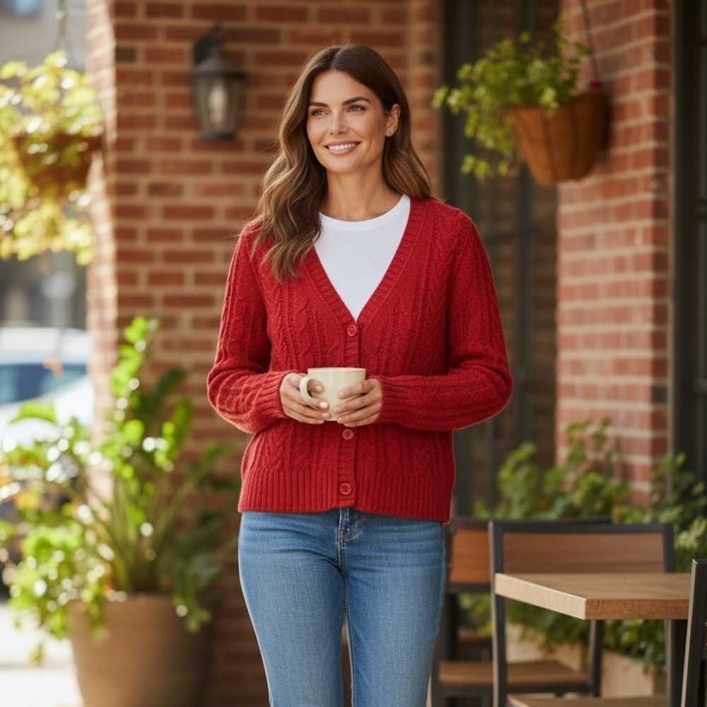 American Eagle women's XS red knit cardigan